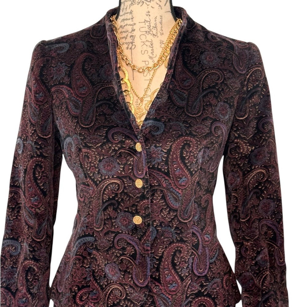 Dark Purple Vintage Paisley Handmade Knickerbocker Two Piece Set Size XS/S - Picture 2 of 7